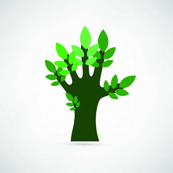 Mão Formando Uma Árvore Com Folhas —  Vetores de Stock