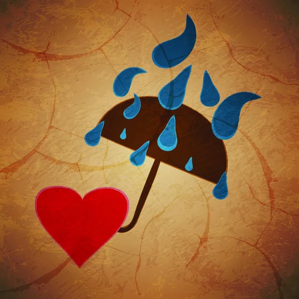 Rain Umbrella Heart Vector Background — Stock Vector