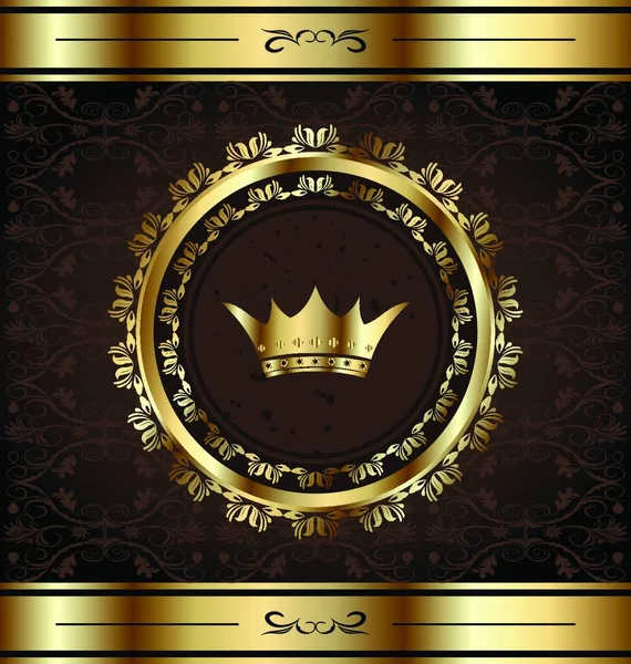 Illustration Königlicher Hintergrund Mit Goldenem Schmuckrahmen Und Heraldischer Krone Vektor — Stockvektor