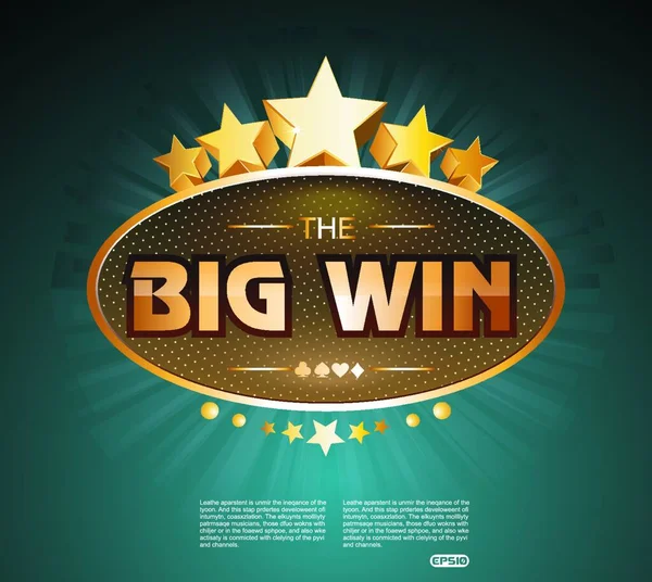 Big Win Χρυσό Σημάδι Για Online Καζίνο Πόκερ Ρουλέτα Κουλοχέρηδες — Διανυσματικό Αρχείο