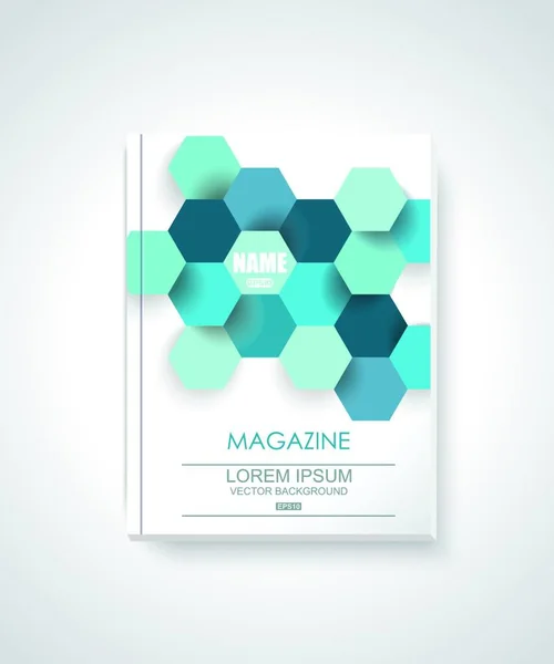Διάνυσμα Σχεδιασμός Περιοδικό Κάλυψη Αφηρημένο Μπλε Εξάγωνο Πολυγωνικό Φόντο Γεωμετρικό — Διανυσματικό Αρχείο