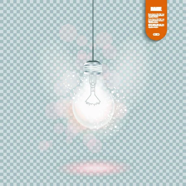 Realistic Vector Image Glowing Light Bulb Isolated Ontransparent Background — Stock Vector