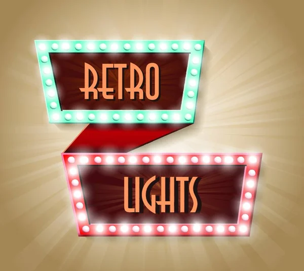 Luces Retro Signo Neón Brillante — Archivo Imágenes Vectoriales