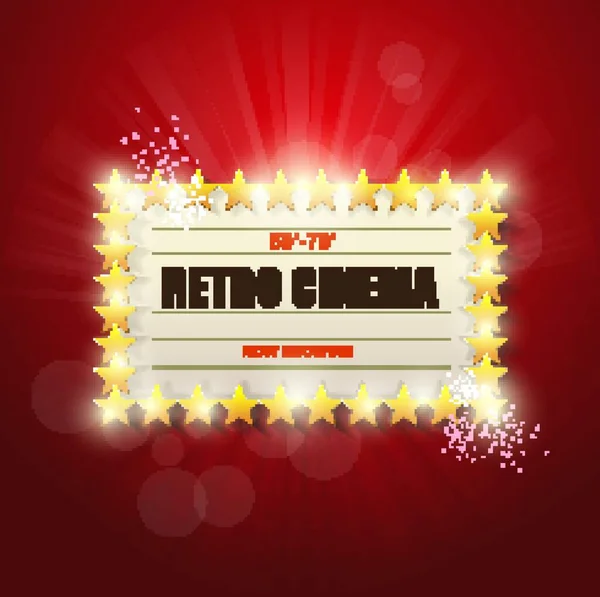 Letrero Tablero Luz Retro Con Marco Estrellas Doradas — Vector de stock