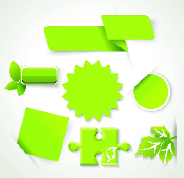 Set Insignias Ecológicas Verdes Naturales Etiquetas Banners Pegatinas Vector — Vector de stock