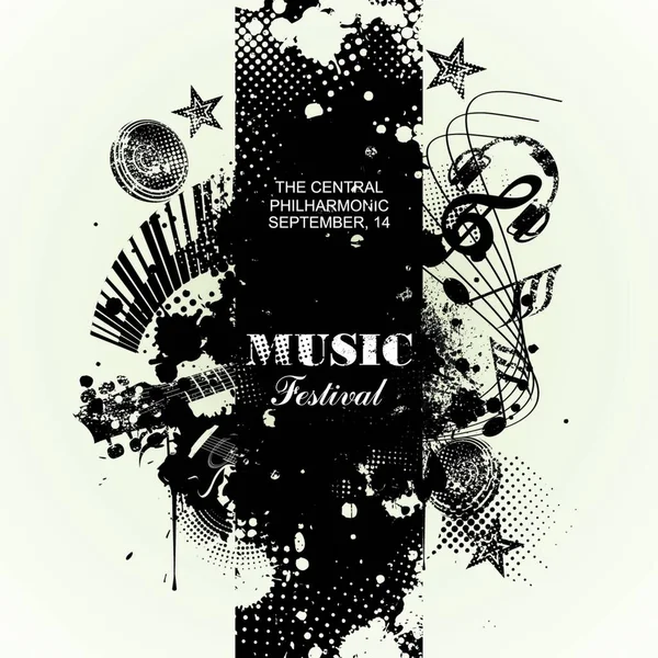 Modèle Affiche Musicale Fond Flyer Vectoriel Style Pinceau — Image vectorielle