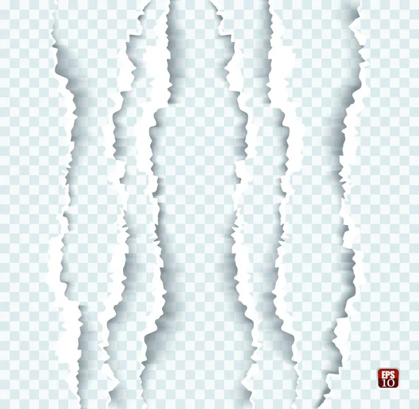 Векторная Иллюстрация Порванной Бумаги Разорванными Краями Тенью Прозрачном Фоне Графическая — стоковый вектор