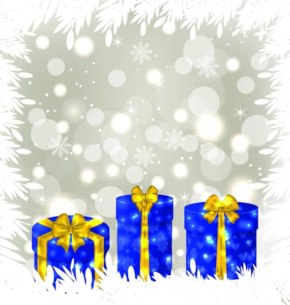 Иллюстрация Рождественские Подарочные Коробки Светящемся Фоне Вектор — стоковый вектор
