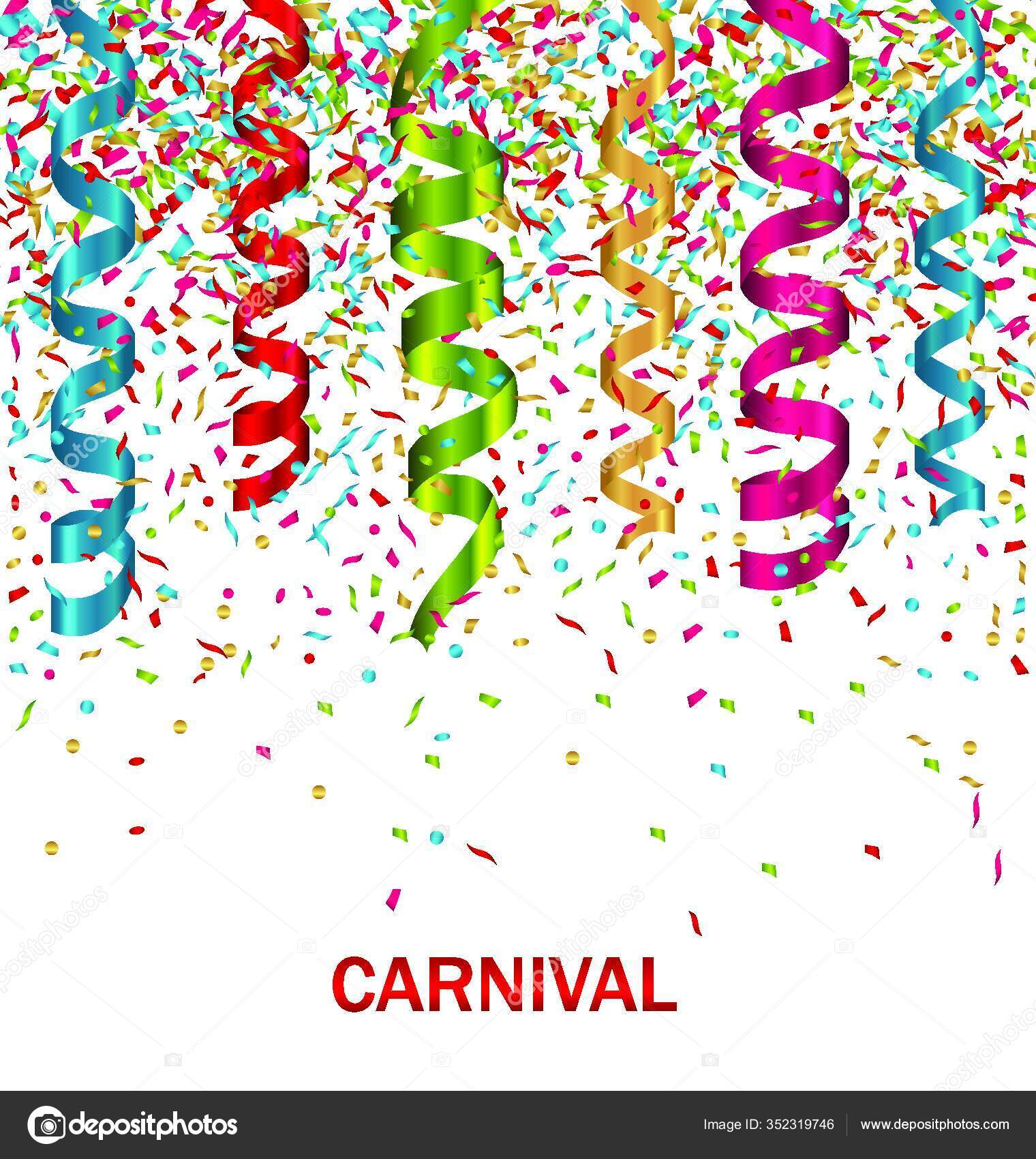 Fondo Carnaval Ilustración Con Set Colorido Papel Serpentina Confetti  Vector Vector de stock por ©PantherMediaSeller 352319746