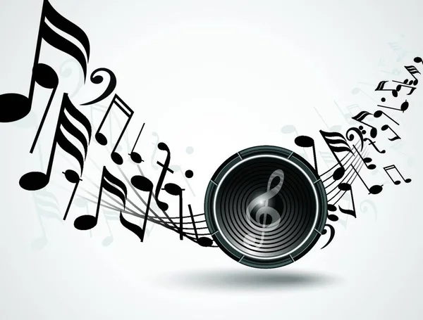 Fondo Vectorial Con Altavoz Audio Notas Musicales — Vector de stock