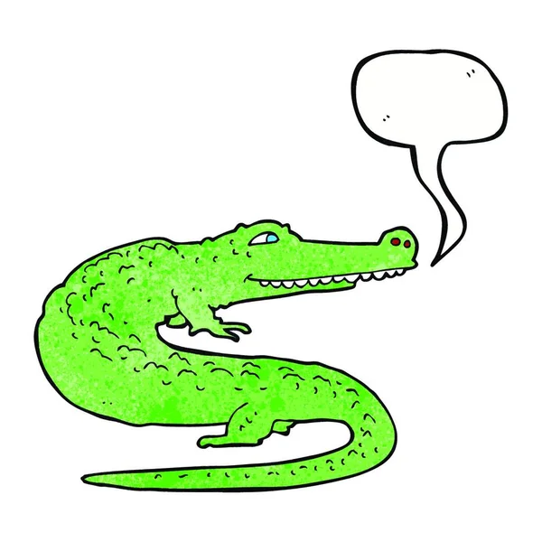 Crocodilo Dos Desenhos Animados Com Bolha Fala — Vetor de Stock