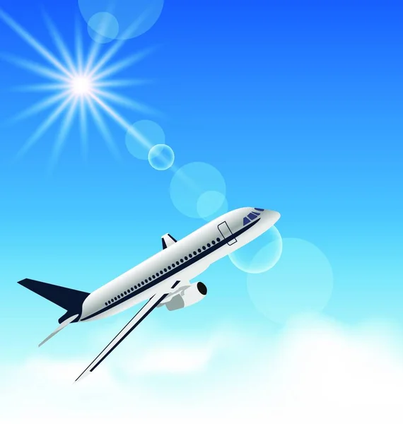Realistický Obrázek Pozadí Létající Letadlo Vektor — Stockový vektor