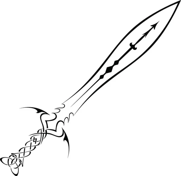 Cuchillo Negro Sobre Fondo Blanco — Vector de stock