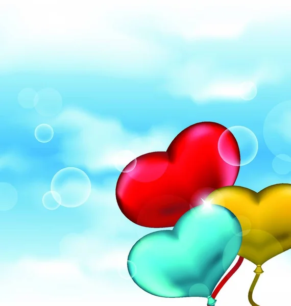 Illustratie Collectie Glanzende Harten Ballonnen Voor Dag Van Valentijnskaart Blauwe — Stockvector