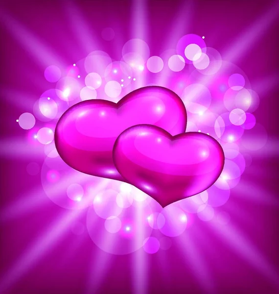 Illustration Valentine Shimmering Background Beautiful Hearts Vector — Stock Vector