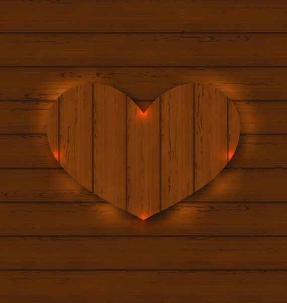Ilustracja Serce Walentynki Drewniane Tekstury Wektor — Wektor stockowy