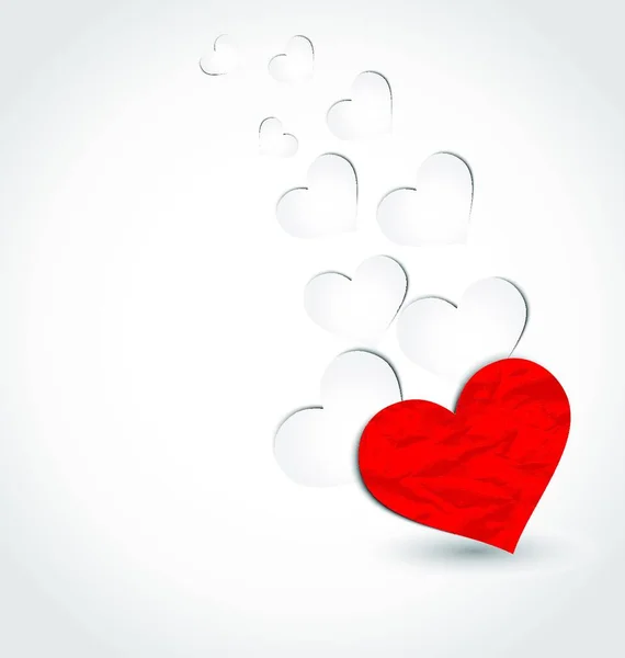 Иллюстрация Смятые Бумажные Сердца День Святого Валентина Вектор — стоковый вектор