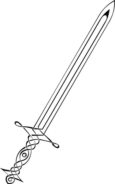 Silhouette Eines Schwertes Auf Weißem Hintergrund — Stockvektor