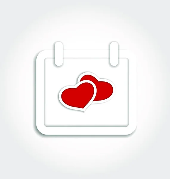 Illustration calendar icon for Valentines day with hearts - vector