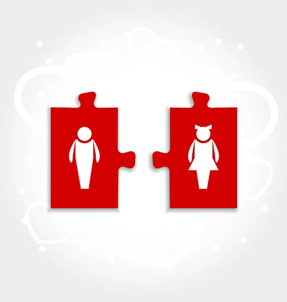 Illustration Couple Puzzle Human Icons Valentines Day Vector — Stock Vector