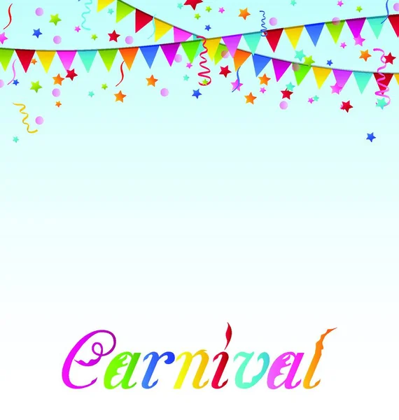 Ilustración Fondo Carnaval Con Banderas Confeti Texto Vector — Archivo Imágenes Vectoriales