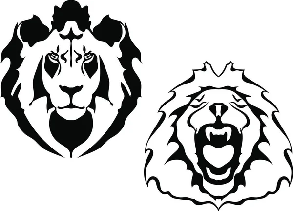Löwenköpfe Auf Weißem Hintergrund — Stockvektor