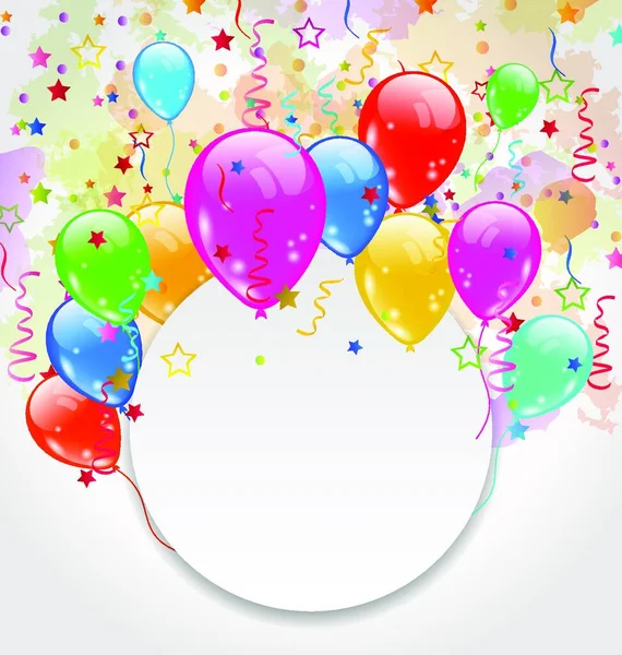 带有固定气球的现代生日贺卡图解 — 图库矢量图片