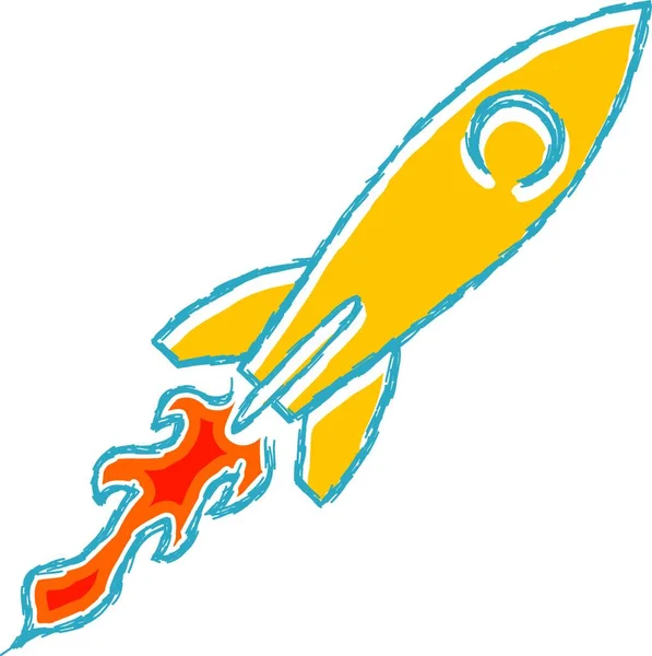 Boceto Lanza Cohetes Con Llama Ilustración Vectores — Vector de stock