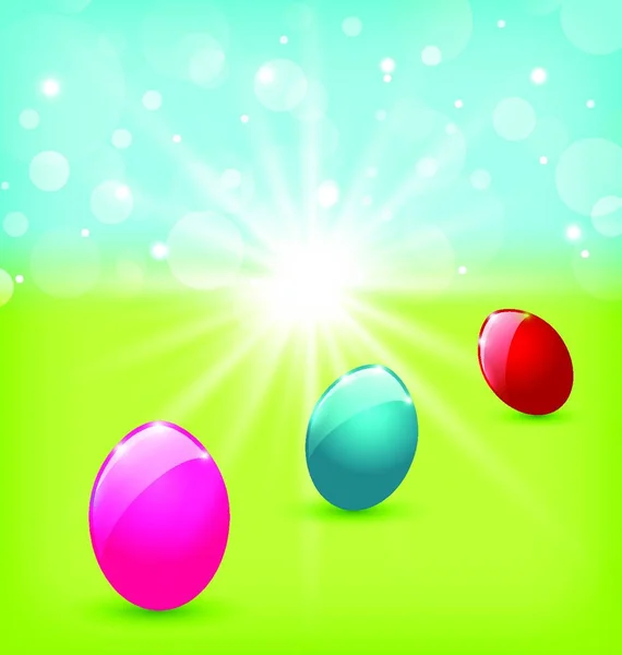 Illustration Arrière Plan Pâques Avec Oeufs Colorés Vecteur — Image vectorielle