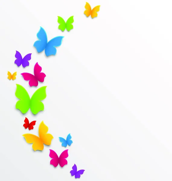 虹の蝶とイラスト抽象的な春の背景 ベクター — ストックベクタ