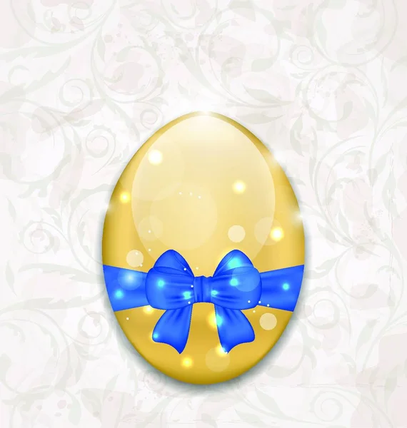 Illustration Ostern Glänzende Eierverpackung Blaue Schleife Vektor — Stockvektor