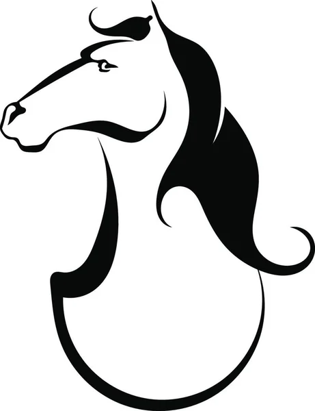 Silhouette Noire Tatouage Cheval — Image vectorielle