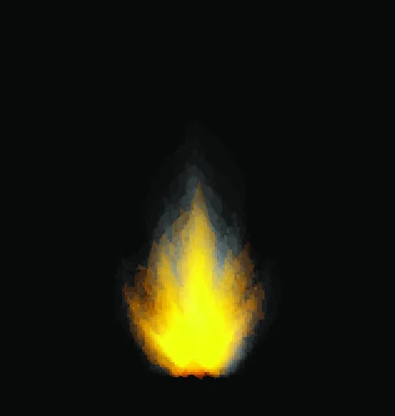 Illustration Flamme Feu Brûlante Sur Fond Noir Vecteur — Image vectorielle