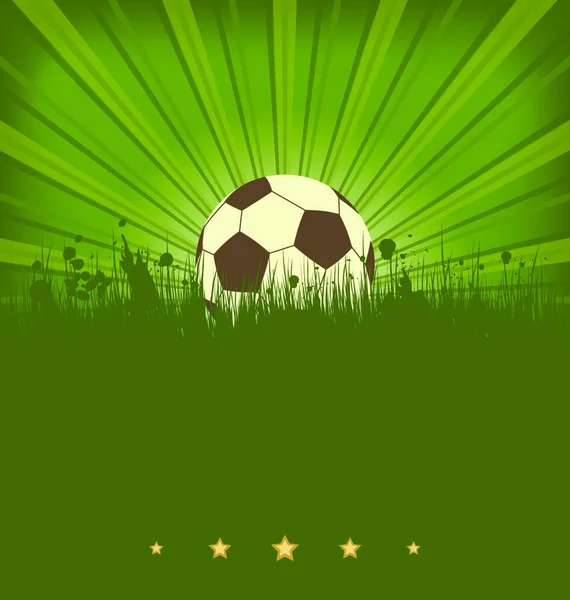 Ilustracja Piłki Nożnej Rocznika Karty Piłką Trawie Wektor — Wektor stockowy