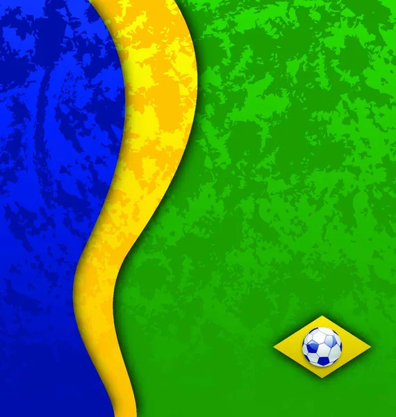 Illustration Arrière Plan Football Grunge Aux Couleurs Drapeau Brésilien Vecteur — Image vectorielle
