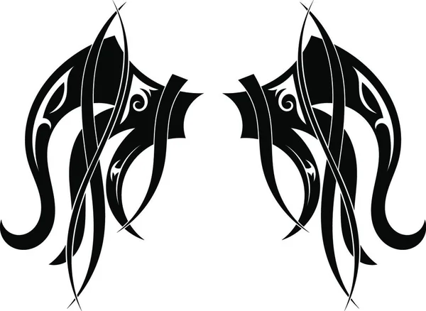 平面设计部落纹身的翅膀 矢量图 — 图库矢量图片