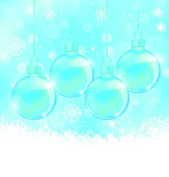 插图冬季的雪花背景与圣诞玻璃球 — 图库矢量图片