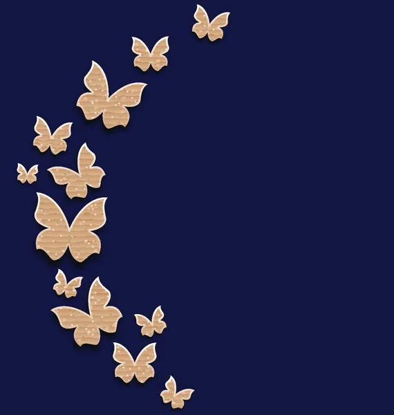 Tarjeta Vacaciones Ilustración Con Mariposas Papel Cartón Vector — Vector de stock