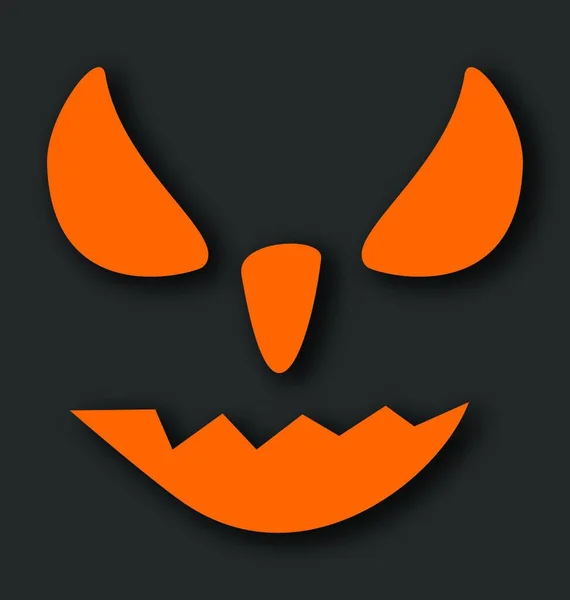 Ilustración Cara Miedo Calabaza Halloween Sobre Fondo Negro Vector — Vector de stock