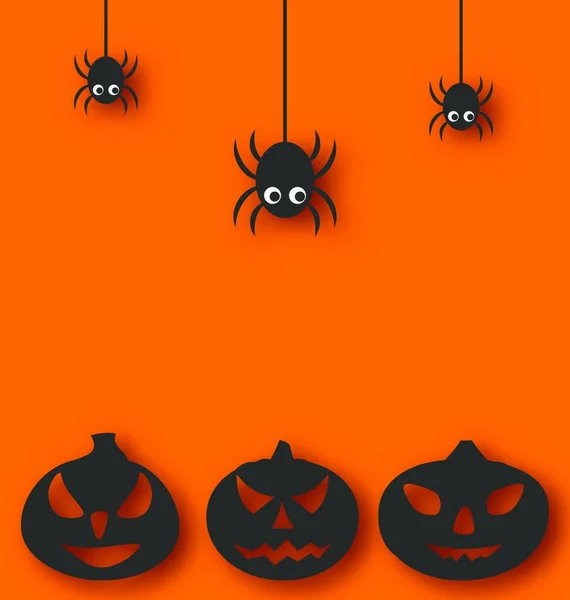 Ilustrace Halloween Pozadí Visí Pavouci Dýně Vektor — Stockový vektor