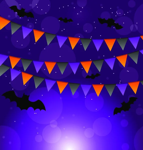 Illustrazione Sfondo Halloween Con Bandiere Appese Vettore — Vettoriale Stock