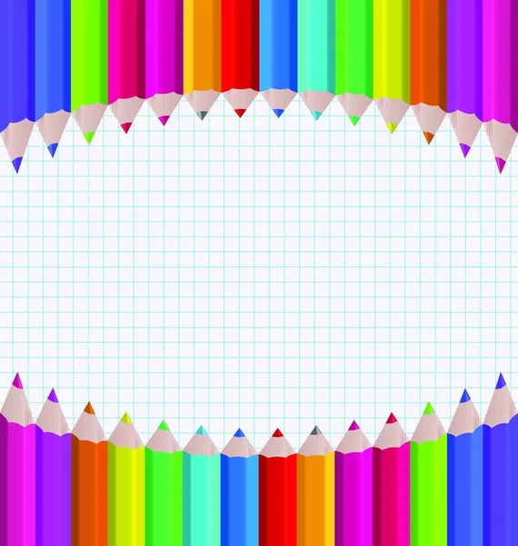 Abbildung Regenbogen Bleistifte Auf Papier Blatthintergrund Vektor — Stockvektor