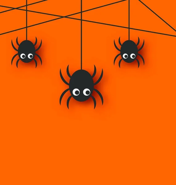 귀엽고 우스꽝 스러운 거미와 거미줄 벡터를 설명해 십시오 — 스톡 벡터