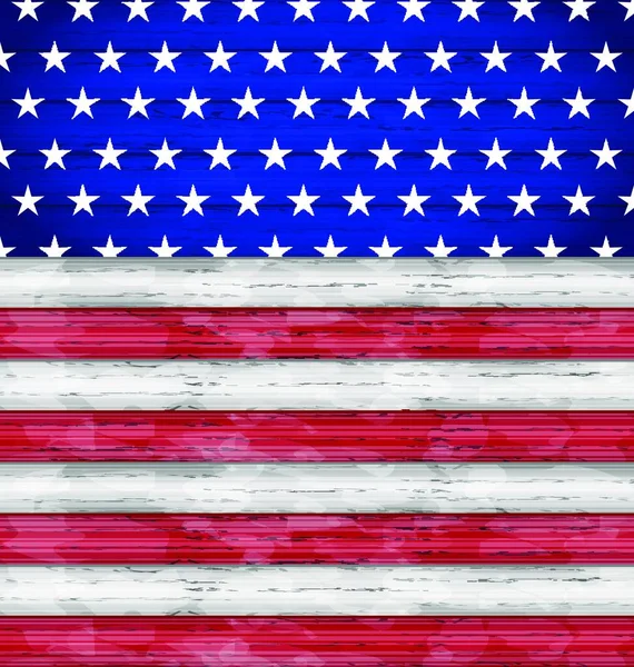 Ilustración Bandera Americana Madera Para Día Independencia Vector — Archivo Imágenes Vectoriales