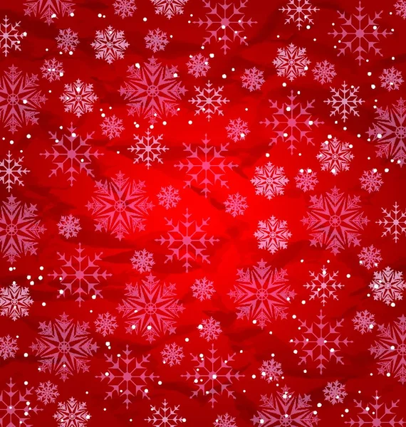 Illustration Weihnachten Rote Tapete Schneeflocken Textur Vektor — Stockvektor