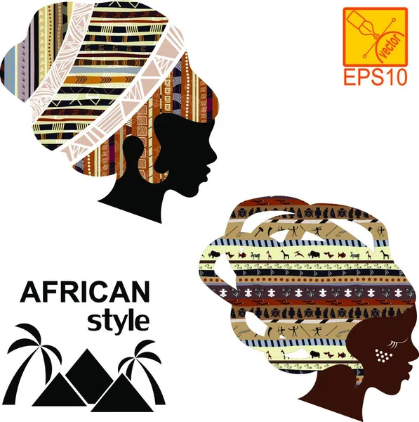 Silhuetas Cabeça Umas Meninas Africanas —  Vetores de Stock