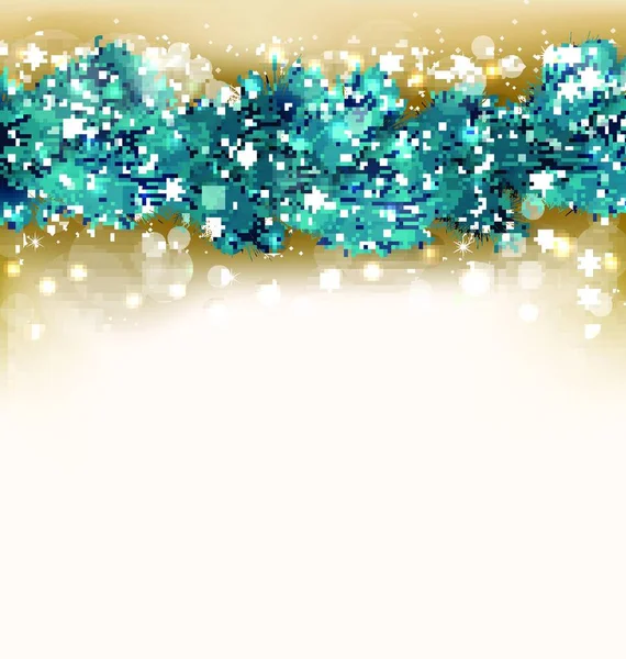 Illustratie Kerst Glinsterende Achtergrond Met Sparren Twijgen Kopieer Ruimte Voor — Stockvector