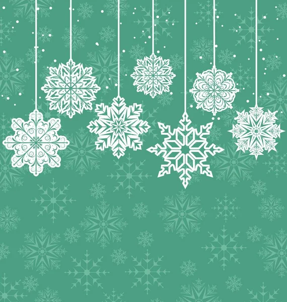 Ilustração Fundo Natal Com Variações Flocos Neve Vector — Vetor de Stock