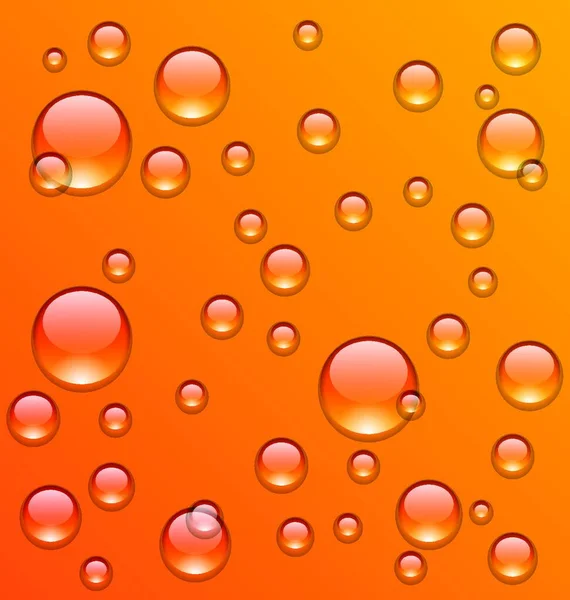 Ilustración Gotas Agua Limpia Superficie Naranja Vector — Archivo Imágenes Vectoriales