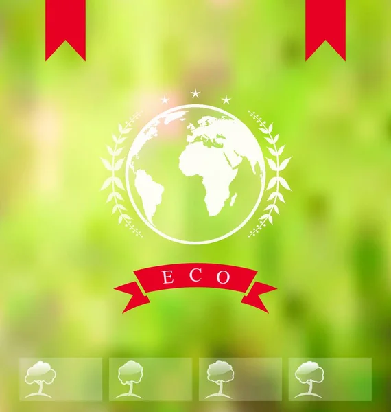 Illustratie Wazige Achtergrond Met Eco Badge Ecologisch Label Vector — Stockvector